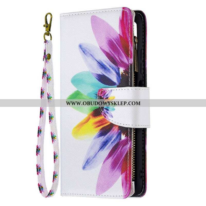 Etui Folio do Xiaomi Redmi Note 10 5G Kieszonka Zapinana Na Zamek W Kwiaty