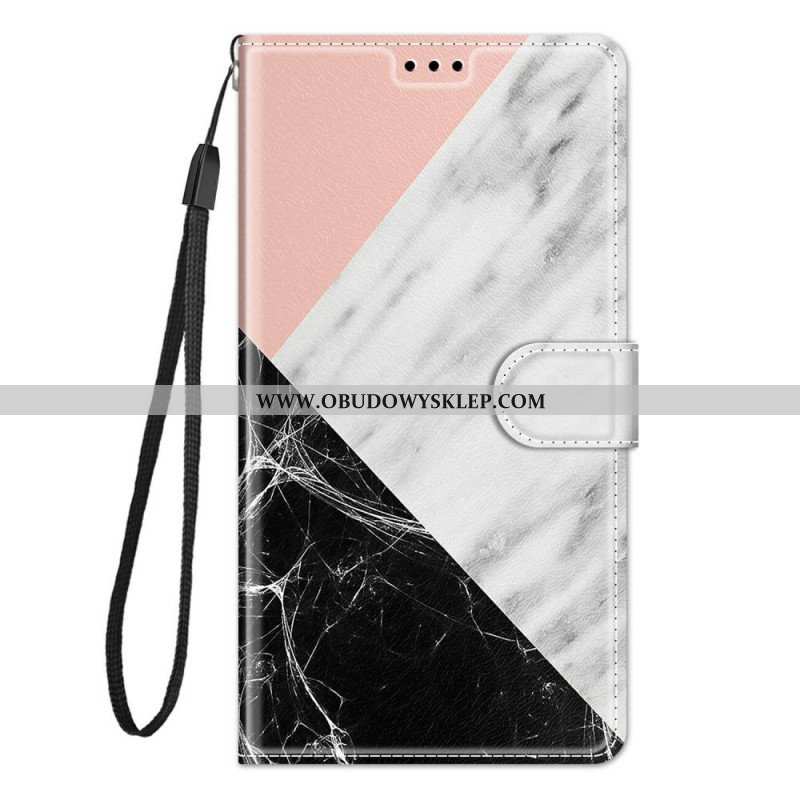 Etui Folio do Xiaomi Redmi Note 10 Pro Marmur Ze Smyczą