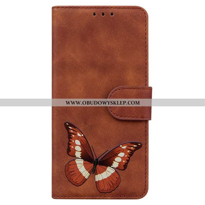 Etui Folio do Xiaomi Redmi Note 10 Pro Motyl Dotykający Skóry