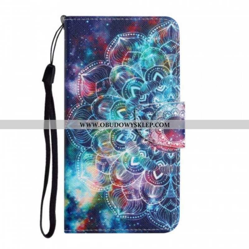 Etui Folio do Xiaomi Redmi Note 11 Pro Plus 5G z Łańcuch Błyskotliwa Mandala Z Paskami