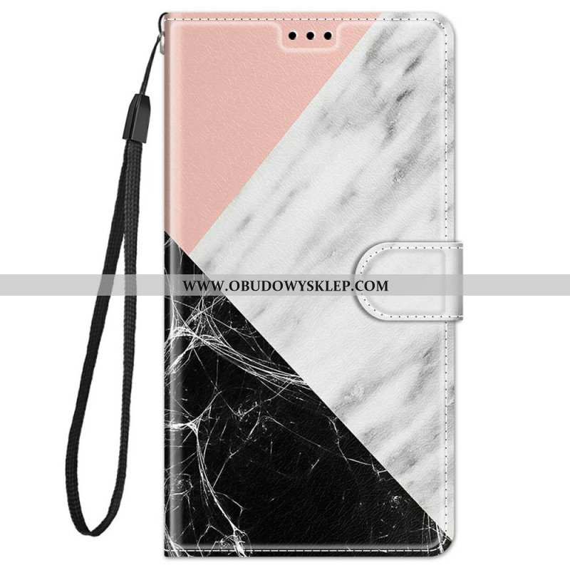 Etui Folio do Xiaomi Redmi Note 11 Pro Plus 5G z Łańcuch Paskowata Marmurkowa Elegancja