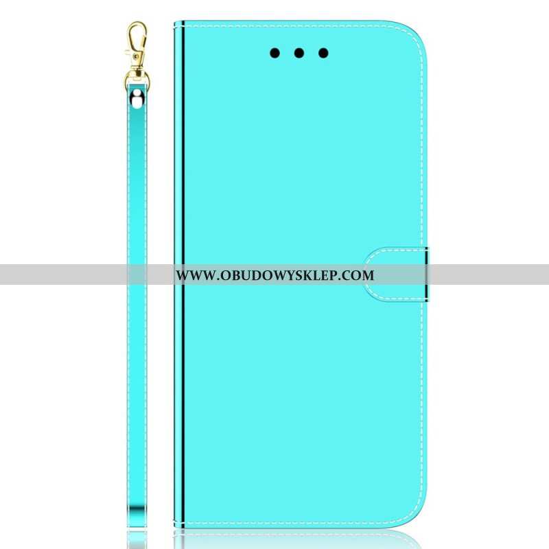 Etui Folio do Xiaomi Redmi Note 12 4G Sztuczna Lustrzana Skóra Z Paskiem