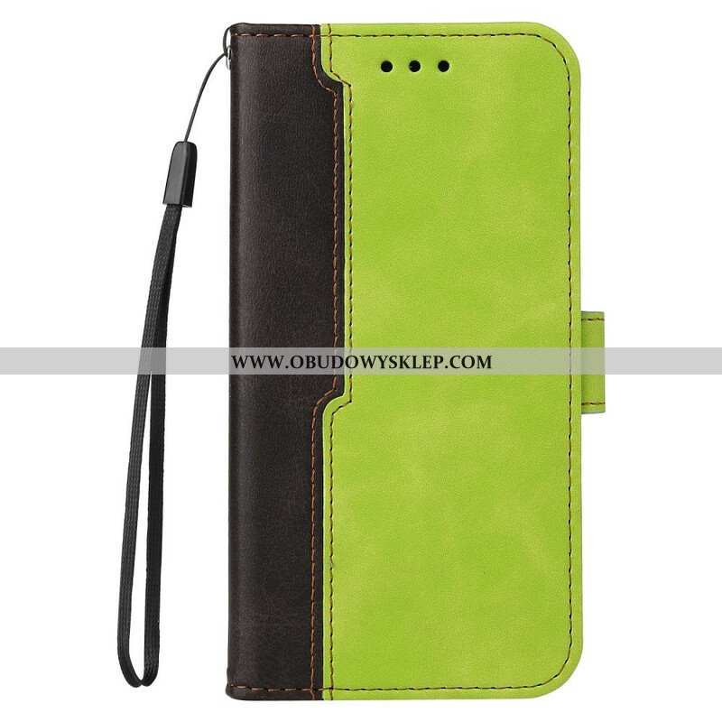 Etui Folio do iPhone 13 Mini Dwukolorowa Sztuczna Skóra