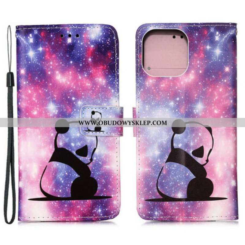 Etui Folio do iPhone 13 Mini Galaktyka Pandy