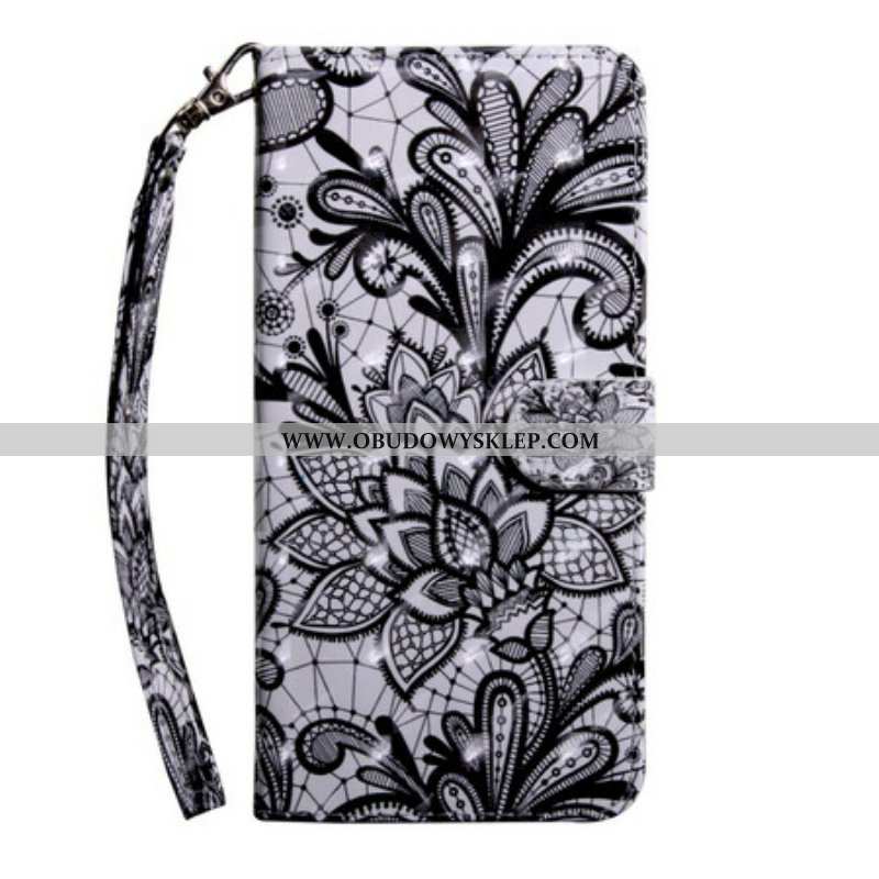 Etui Folio do iPhone 13 Mini Lekka Koronka W Kropki