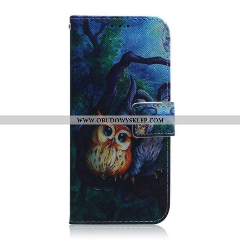 Etui Folio do iPhone 13 Mini Malowanie Sów