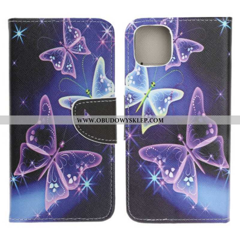 Etui Folio do iPhone 13 Mini Nowoczesne Motyle