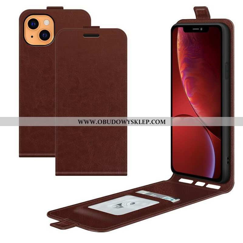 Etui Folio do iPhone 13 Mini Skórzany Futerał Pionowy Efekt Skóry Z Klapką