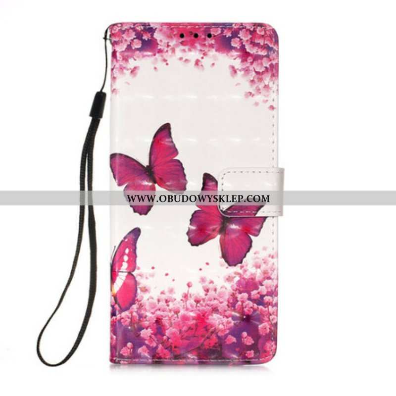 Etui Folio do iPhone 13 Pro Max Czerwone Motyle