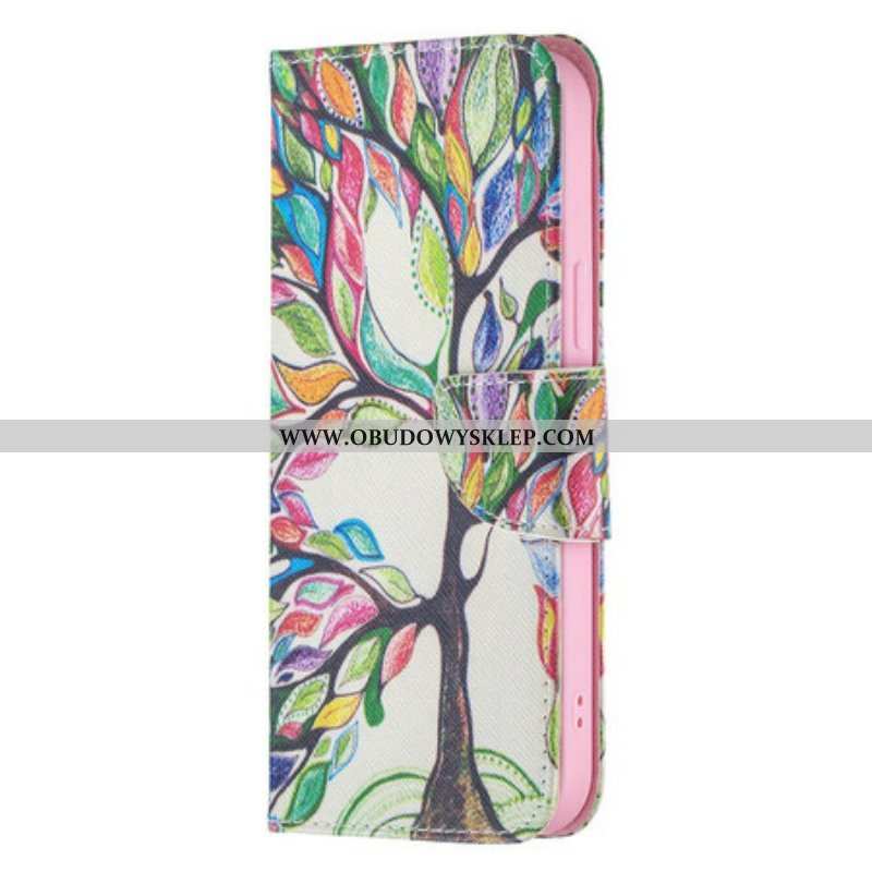 Etui Folio do iPhone 13 Pro Max Kolorowe Drzewo