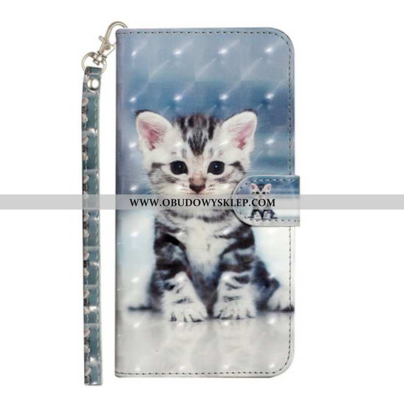 Etui Folio do iPhone 13 Pro Max z Łańcuch Kitten Light Spots Z Paskiem