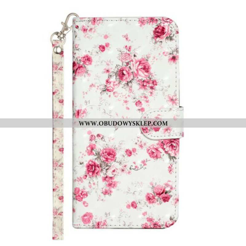 Etui Folio do iPhone 13 Pro Max z Łańcuch Pasek Light Spot Flowers