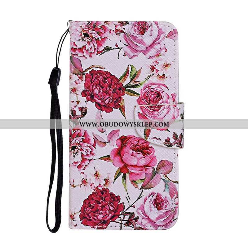 Etui Folio do iPhone 13 Pro Mistrzowskie Kwiaty Z Paskiem