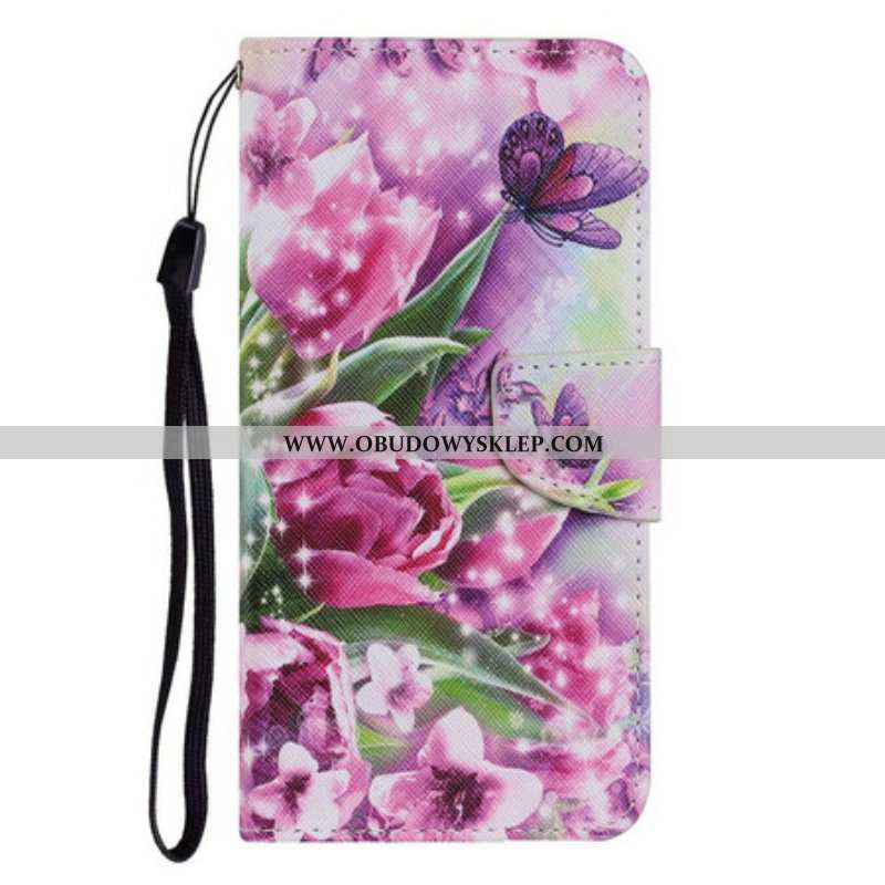 Etui Folio do iPhone 13 Pro Motyle I Tulipany