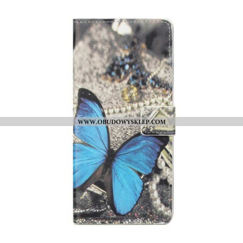 Etui Folio do iPhone 13 Pro Niebieski Motyl