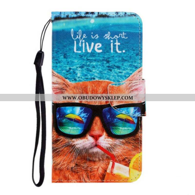 Etui Folio do iPhone 13 Pro z Łańcuch Cat Live It Strappy