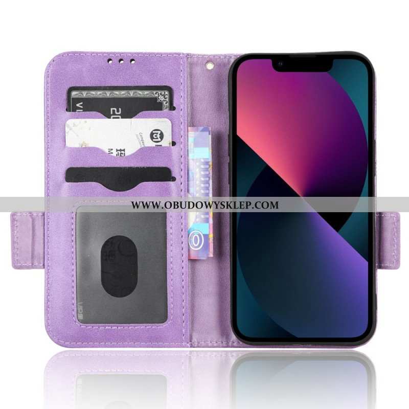 Etui Folio do iPhone 14 Plus Skórzany Futerał Podwójna Klapa I Trójkątny Wzór