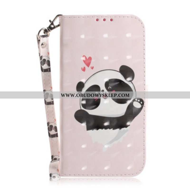 Etui Folio do iPhone 14 Plus z Łańcuch Paskowata Panda