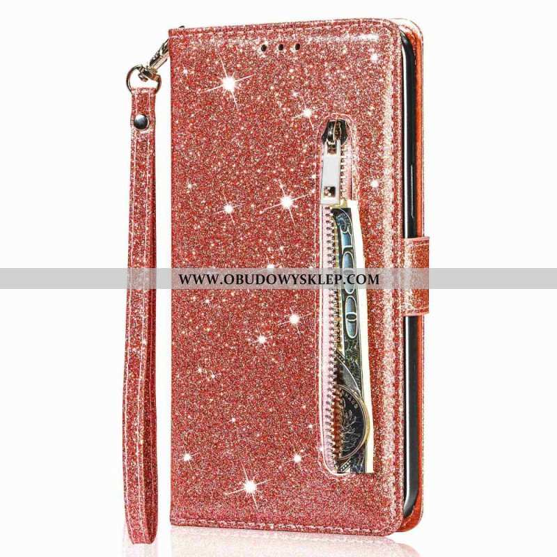 Etui Folio do iPhone 14 Pro Cekinowy Brokatowy Styl