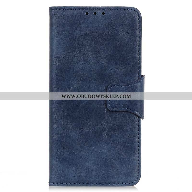 Etui Folio do iPhone 14 Pro Max Dwustronne Zapięcie Ze Skóry Dwoinowej