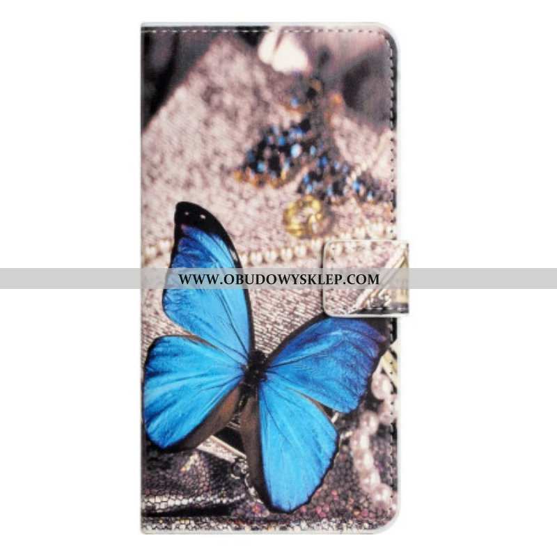 Etui Folio do iPhone 14 Pro Niebieski Motyl