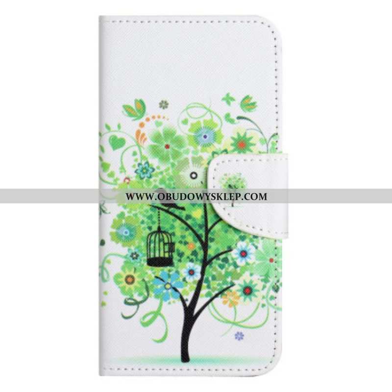 Etui Folio do iPhone 14 Pro Zielone Drzewo