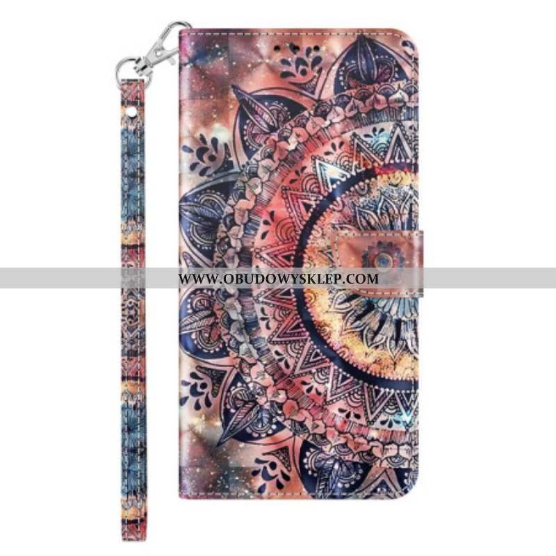 Etui Folio do iPhone 14 Pro z Łańcuch Kolorowa Mandala Z Paskami