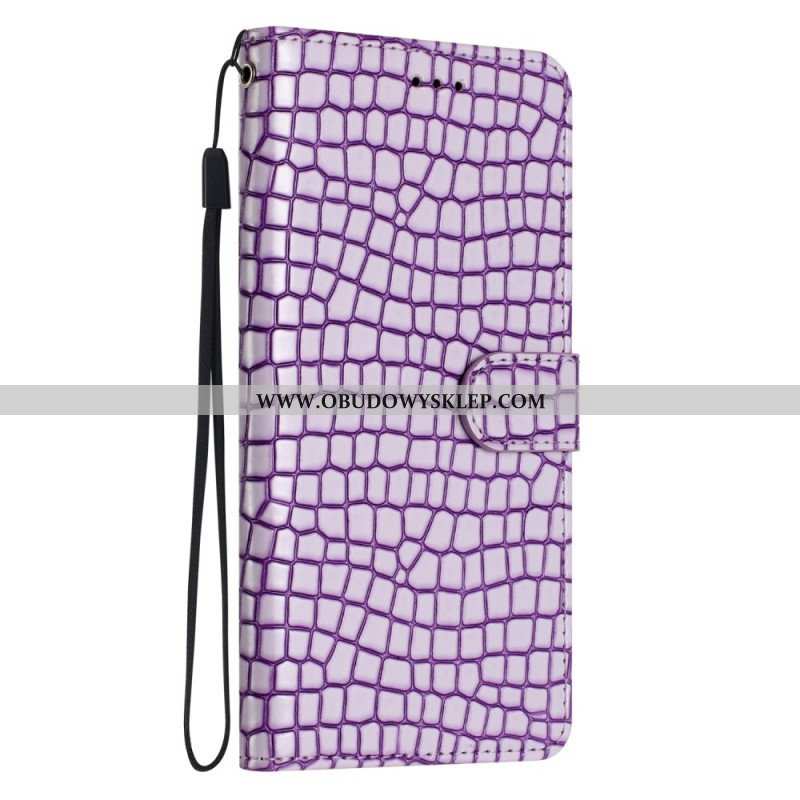 Etui Folio do iPhone 15 Plus Styl Krokodyla Z Paskiem