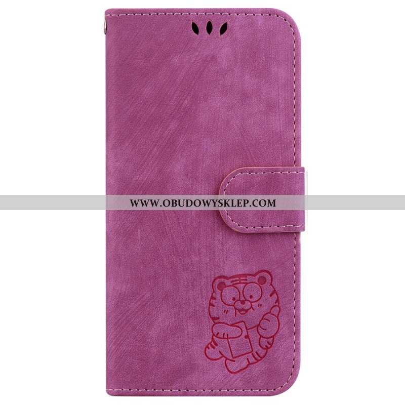 Etui Folio do iPhone 15 Pro Słodki Tygrys