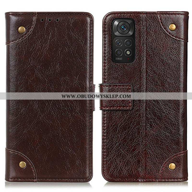 Etui Na Telefon Pokrowce do Xiaomi Redmi Note 11 / 11S Nity W Stylu Vintage Ze Skóry Nappa