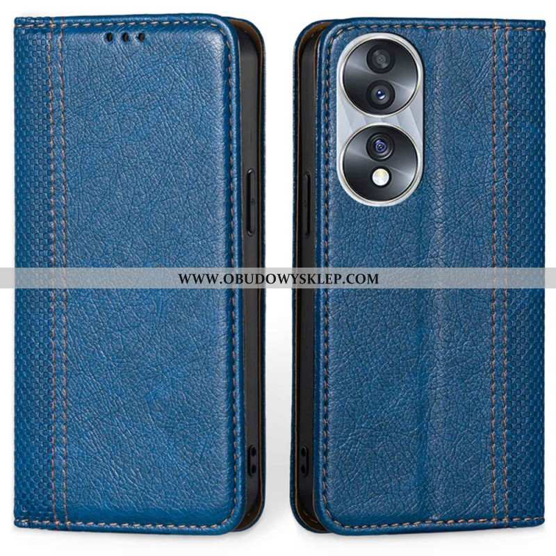 Etui Na Telefon do Honor 70 Etui Folio Skórzane Szwy Liczi