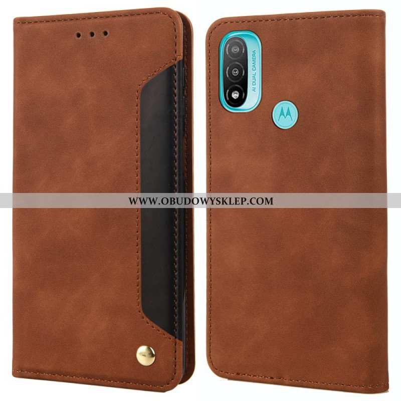 Etui Na Telefon do Moto E40 / E30 / E20 Etui Folio Dwukolorowy Biznesowy Efekt Skóry