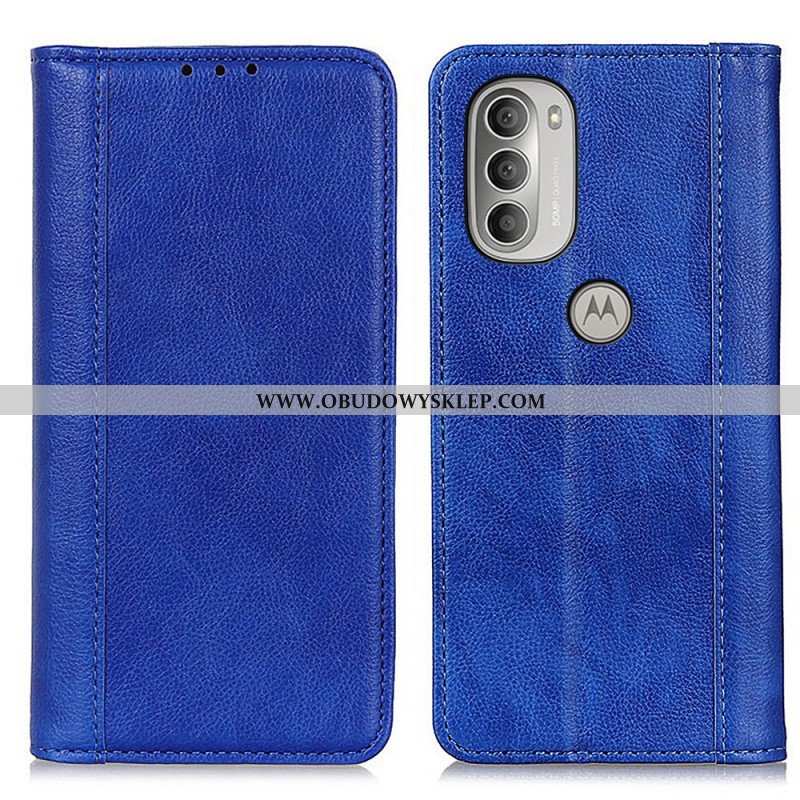 Etui Na Telefon do Moto G51 5G Etui Folio Elegancka Dwoina Skóry Liczi