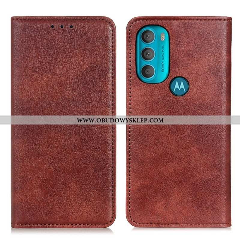 Etui Na Telefon do Moto G71 5G Etui Folio Teksturowana Dwoina Skóry