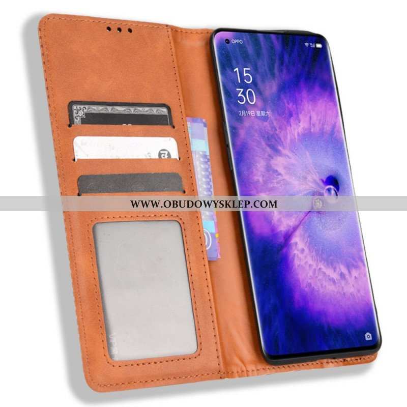 Etui Na Telefon do Oppo Find X5 Etui Folio Stylizowany Efekt Skóry W Stylu Vintage