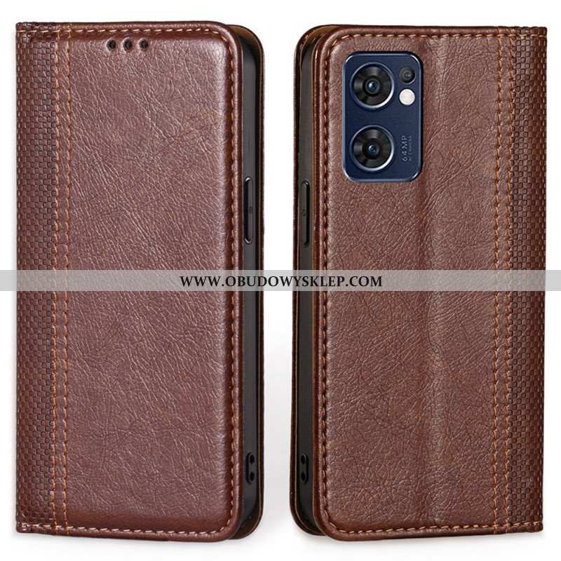 Etui Na Telefon do Oppo Find X5 Lite Etui Folio Przeszycia Ze Skóry Liczi