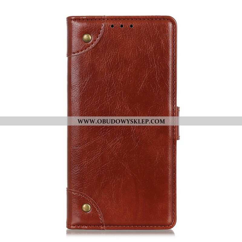 Etui Na Telefon do Samsung Galaxy A42 5G Etui Folio Nity Z Dzielonej Skóry Nappa