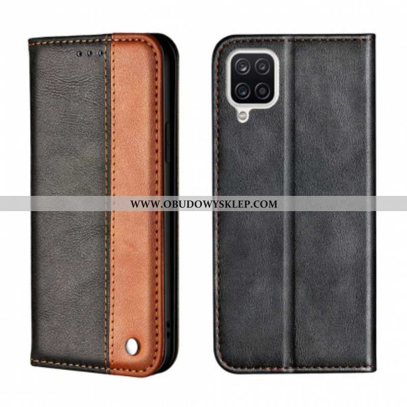 Etui Na Telefon do Samsung Galaxy M12 / A12 Etui Folio Dwukolorowy Efekt Skóry