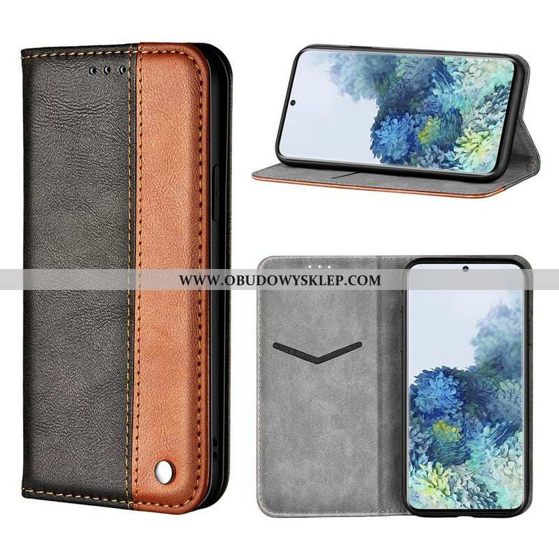 Etui Na Telefon do Samsung Galaxy S21 5G Etui Folio Dwukolorowy Efekt Skóry