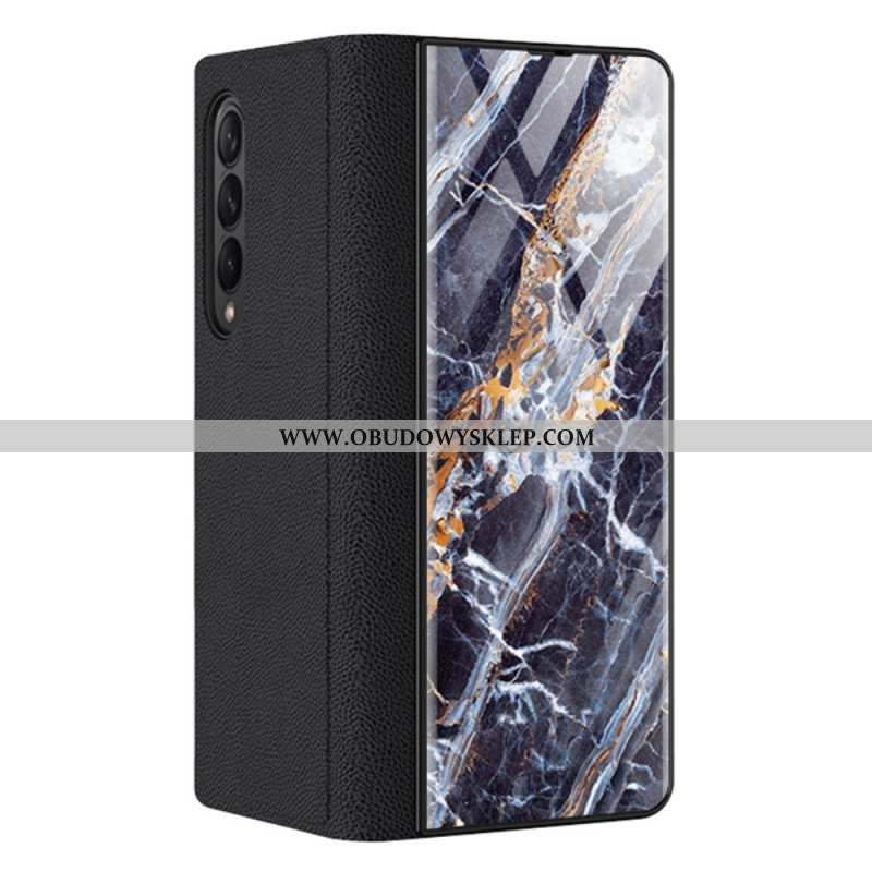 Etui Na Telefon do Samsung Galaxy Z Fold 3 5G Etui Folio Szkło Hartowane Z Efektem Marmuru