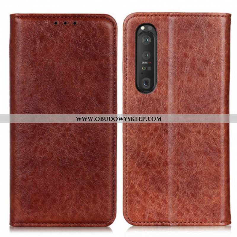 Etui Na Telefon do Sony Xperia 1 III Etui Folio Teksturowana Dwoina Skóry