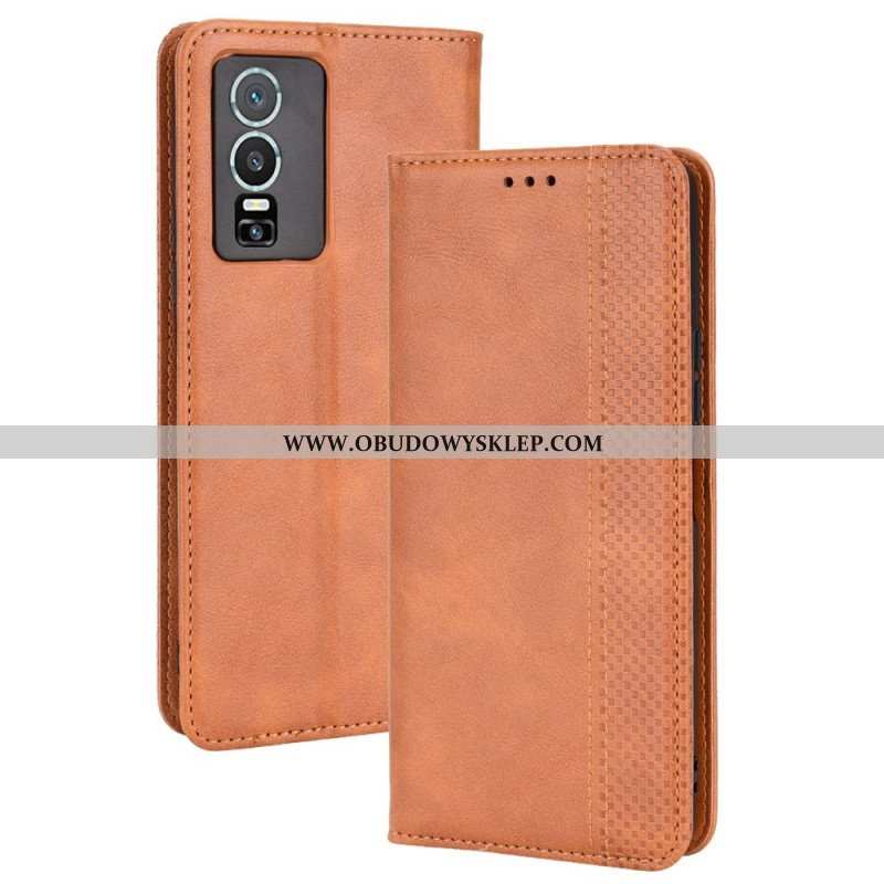 Etui Na Telefon do Vivo Y76 5G Etui Folio Stylizowany Skórzany Styl