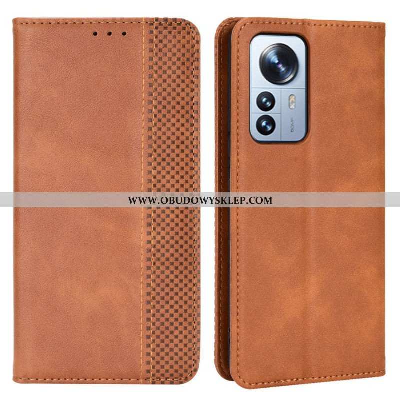 Etui Na Telefon do Xiaomi 12 Pro Etui Folio Stylizowany Efekt Skóry W Stylu Vintage