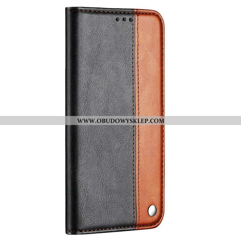 Etui Na Telefon do iPhone 13 Mini Etui Folio Dwukolorowy Efekt Skóry