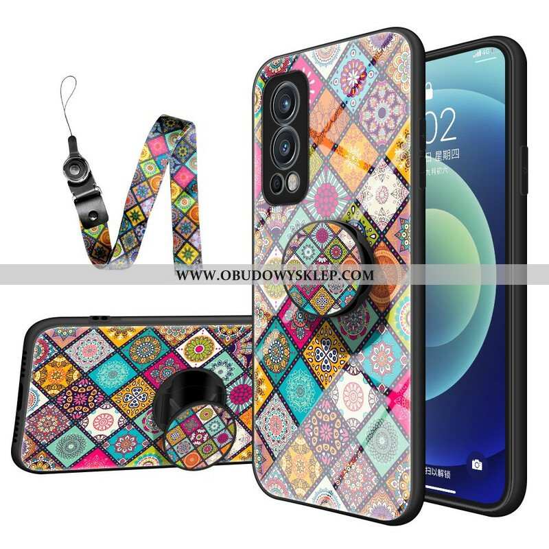 Etui do OnePlus Nord 2 5G Patchworkowy Uchwyt Magnetyczny