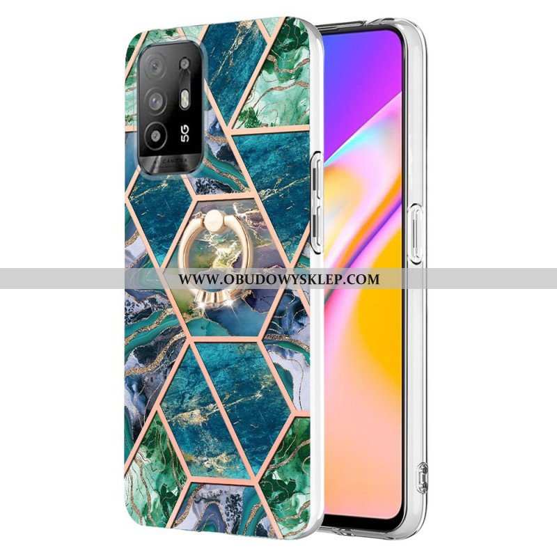 Etui do Oppo A94 5G Geometryczny Marmur Z Pierścionkiem