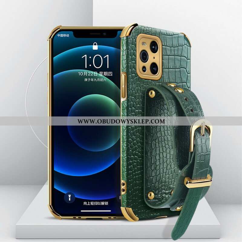 Etui do Oppo Find X3 Pro Pasek Krokodyla