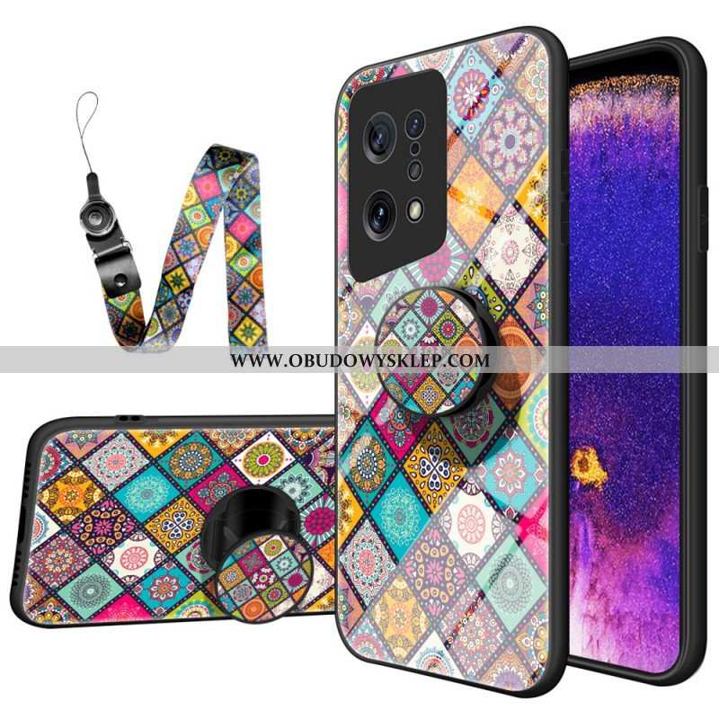 Etui do Oppo Find X5 Patchworkowy Uchwyt Magnetyczny