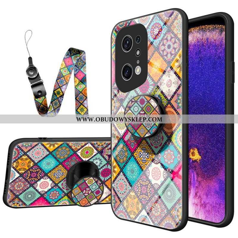 Etui do Oppo Find X5 Pro Patchworkowy Uchwyt Magnetyczny