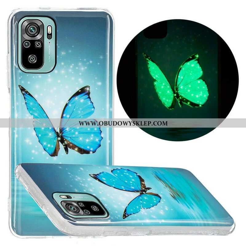 Etui do Poco M5s Fluorescencyjny Niebieski Motyl